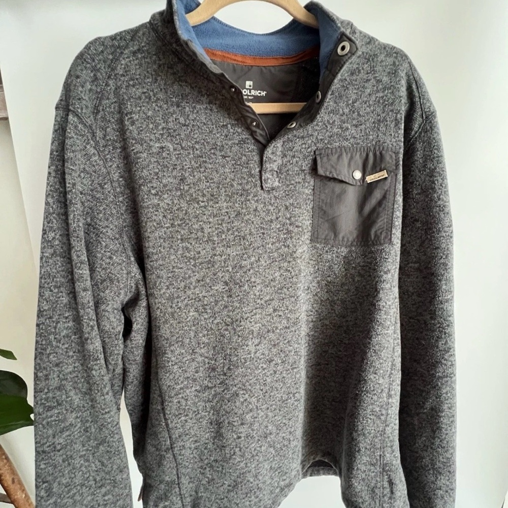 Woolrich Grey Flecked Snap-Neck Pullover Sweater Mens XXL Fishermancore outdoor
